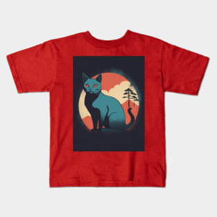 Black Cat 4 - Japanese Retro Art Kids T-Shirt